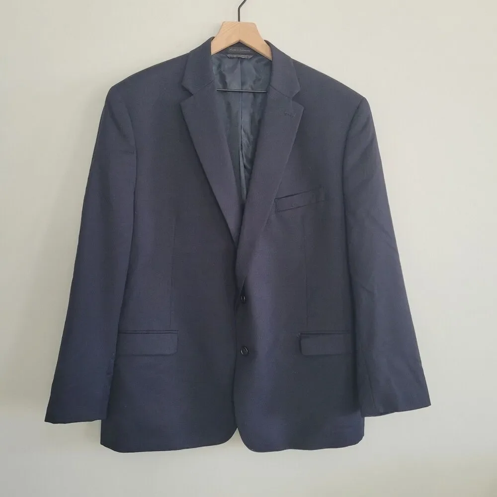 Lauren Ralph Lauren 100% Wool Blazer Sport Coat Suit Jacket Blue Mens